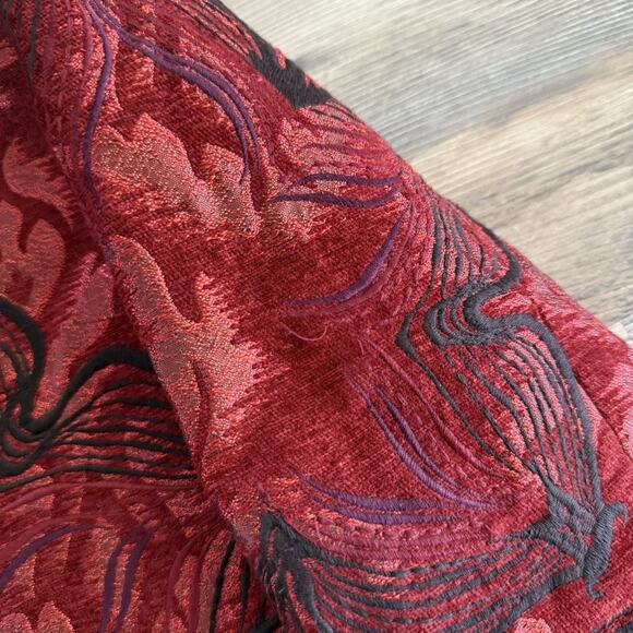 Olivine Gabbro Red Velvet Jacket Women’s Size 6 Cropped Floral Statement Coat - Picture 8 of 8